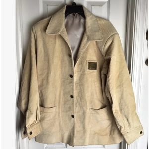 Vintage FUBU Urban Gear Blazer Jacket Corduroy Tan Lacoste lining Brand Badge